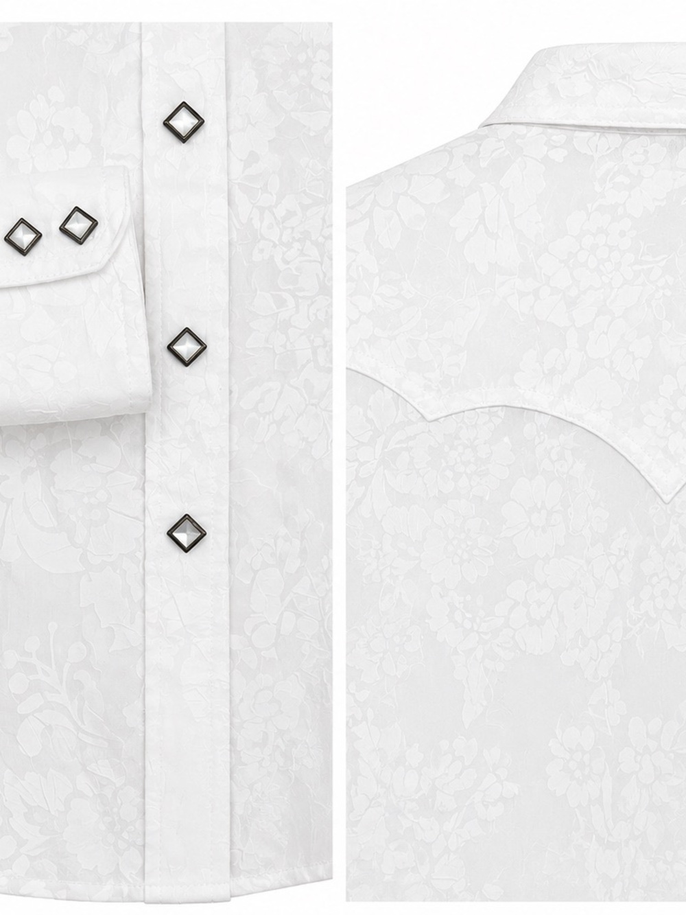 Ariat White Floral Jacquard Western-Style Shirt - Picture 3 of 5